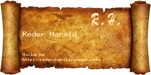 Reder Harald névjegykártya